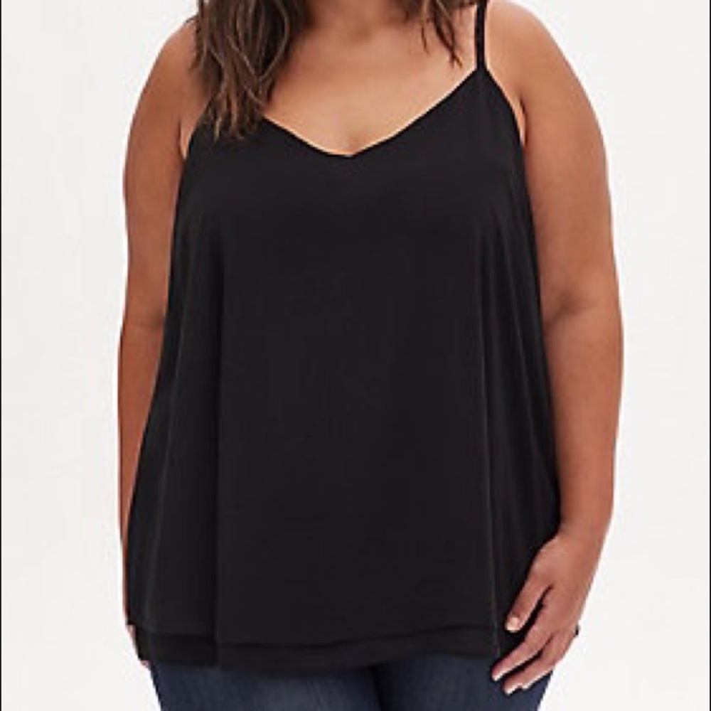 Torrid: black chiffon double layer cami